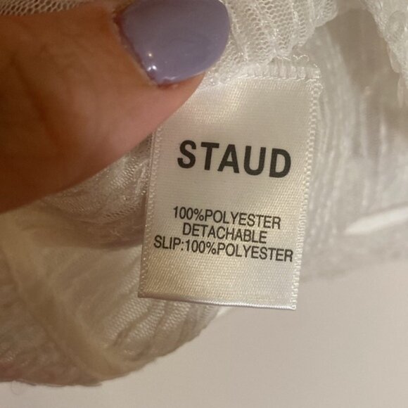 STAUD Chaka Sequined Long Sleeve White Blouse Sz XS - Picture 6 of 9